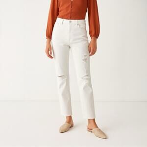GAP Slim Straight Distressed Jean | 31 Regular | White Denim | Minimalist Staple